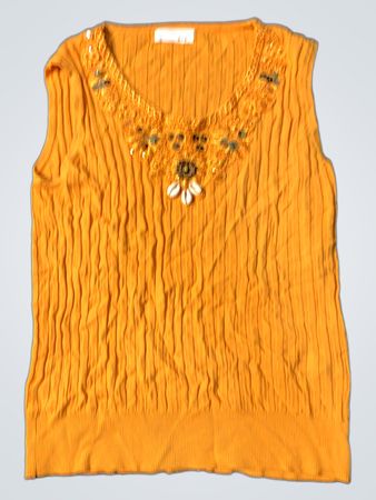 Orange ärmelloses Top mit Perlen