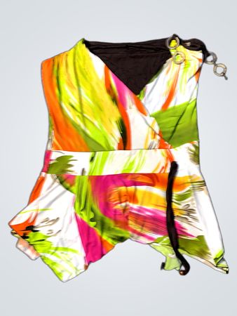 Abstraktes Druck-Haltertop für Damen mit Bindegürtel