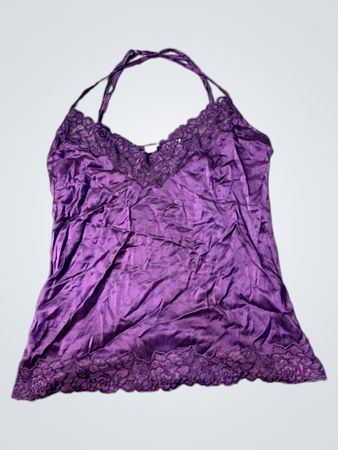Lila Spitzenbesatz Halter-Camisole