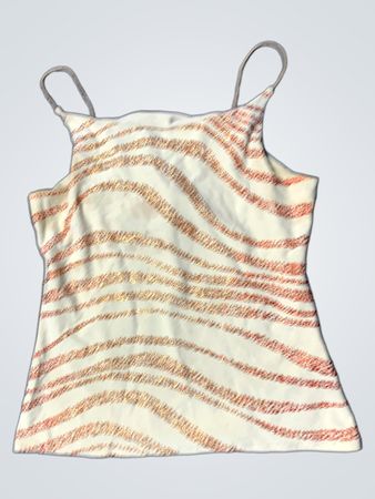 Weißes Tanktop mit rosa und goldenen Glitzerstreifen