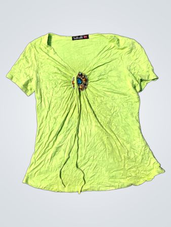 Schott NYC Grün Verziertes T-Shirt