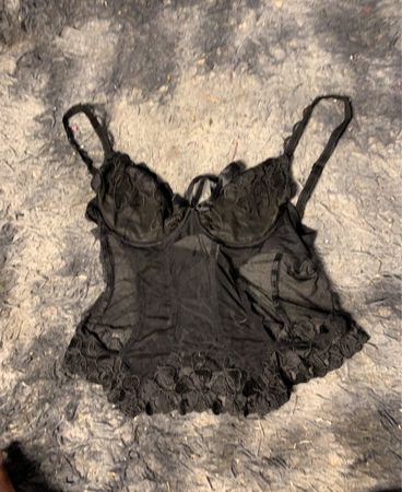 Schwarzes Spitzen-Corsage-Oberteil