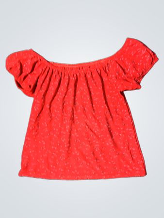 Rotes Schulterfreies Oberteil mit Blumenmuster
