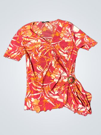 Damen Blumenmuster V-Ausschnitt Wickeloberteil