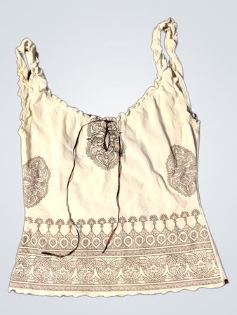 Weißes Tanktop mit braunem Muster