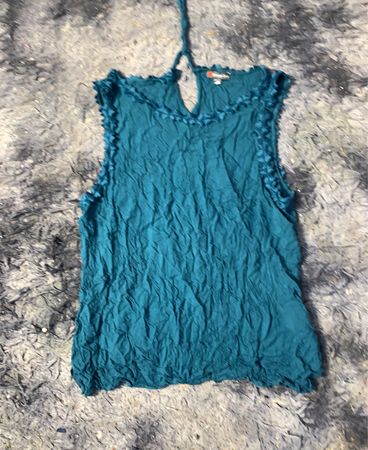 Teal Crinkle Tanktop
