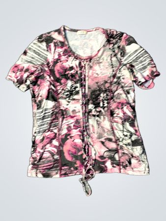 Damen Blütendruck Bindebluse
