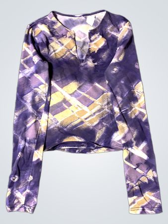 Lila und Beige Batik Langarmoberteil
