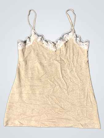 Glitzerndes Trägertop mit Spitzenbesatz