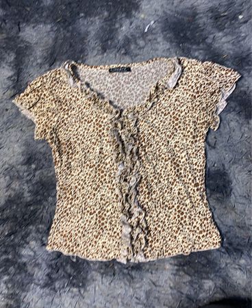 Damen Leopardprint Rüschenoberteil