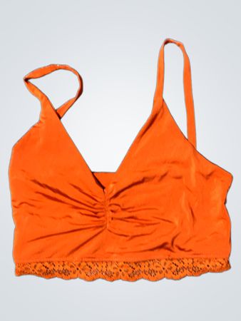 Oranges Rüschencami-Top mit Spitze