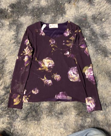 Affliction Purple Floral Langarmshirt