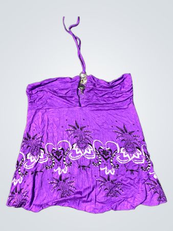Violetter Trägershirt mit floralem Design