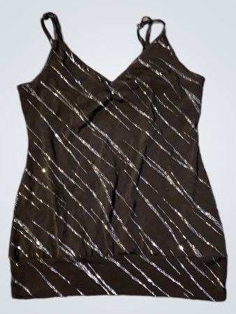 Schwarz Trägerkleid mit silbernen Paillettenakzenten