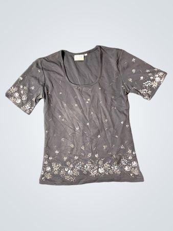 COSMOS JEANS Graues Blumen-T-Shirt