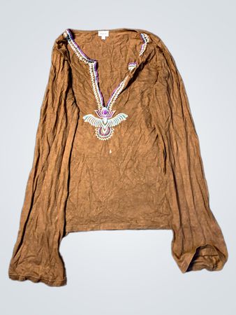 Etam Langarm bestickte Tunika-Bluse