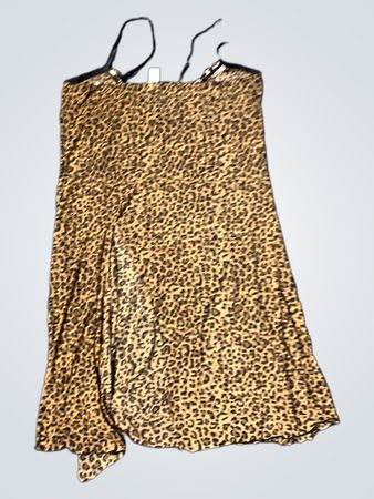 Leopardenmuster Slip-Kleid mit verziertem Ausschnitt