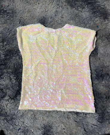 Weißes Pailletten-T-Shirt