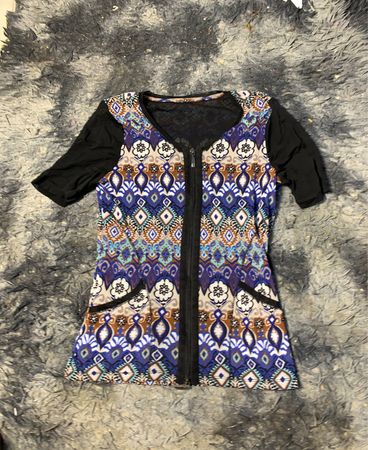 Frauen Farbige Gemusterte Reißverschlusskleid