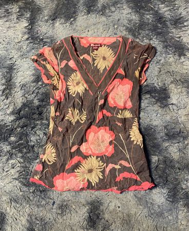 Monsoon Damen Floral Print V-Ausschnitt Top
