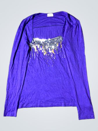 Mode b.p.c. bonprix Kollektion lila Langarmtop mit Pailletten