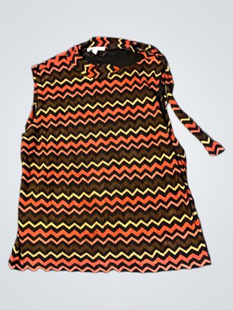 Ärmelloses Zigzag-Print-Top mit Schleife