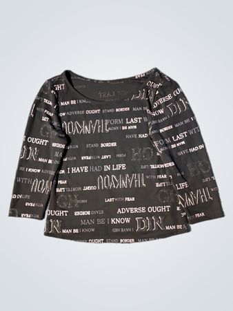 Schwarzes Langarmshirt mit Textdruck