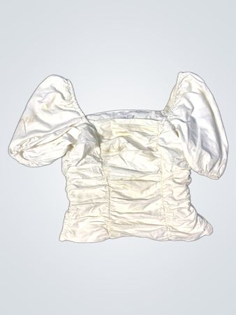 Chloé B NA-KD Weißes Rüschen Puffärmel-Top