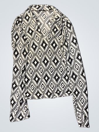 Schwarz-weißer geometrischer Druck Langarm-Top
