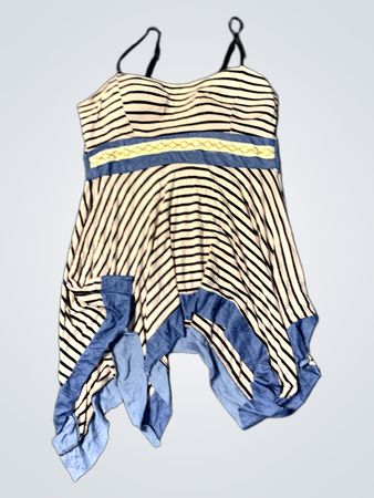 Gestreiftes Kleid mit Denim-Akzenten