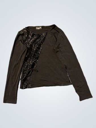 Sensation pour Elle Paris Schwarzes Langarmtop mit Verzierungen