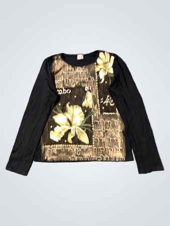 Mia Soana Black Long Sleeve T-Shirt mit floralem Druck