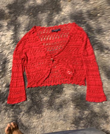 Kollektion Roter Gehäkelter Cardigan
