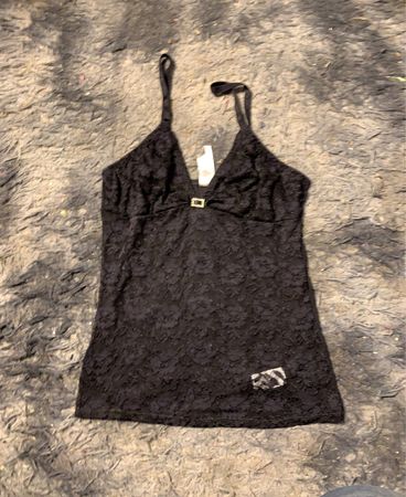 Schwarzes Spitzen-Cami-Top