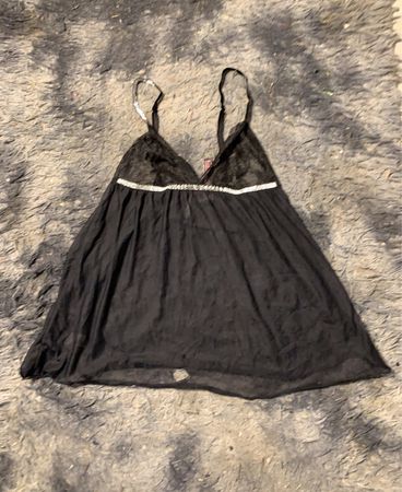 Victoria's Secret Schwarze Spitzenrand Babydoll Chemise