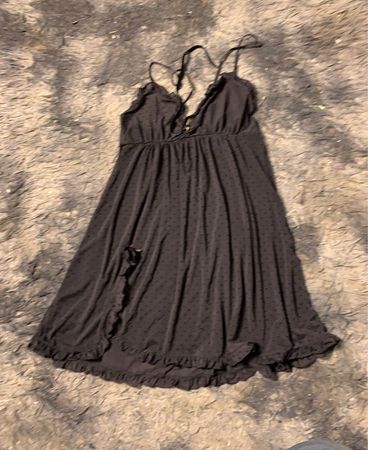 Schwarzes Rüschenshirt Babydoll-Kleid