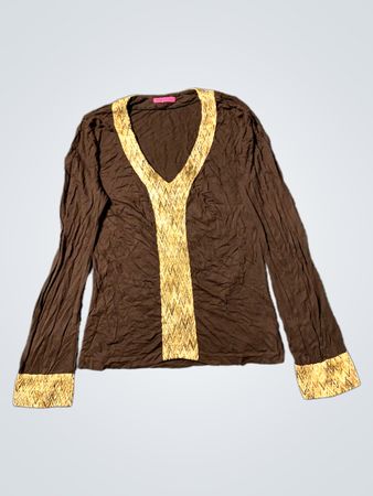 Braunes Langarmoberteil mit goldener Verzierung
