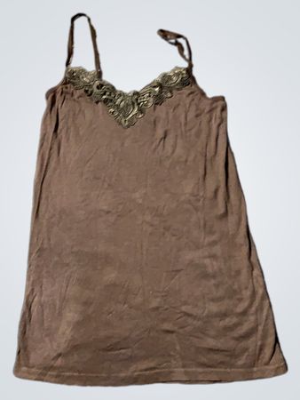 Braune Spitzenbesatz-Tanktop