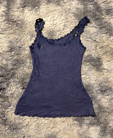 Navy Blau Spitzenbesatz Tanktop