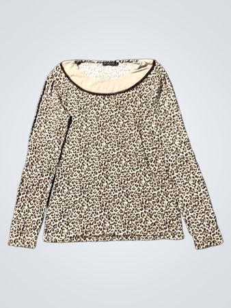 MISE AU GREEN Leopard Print Langarmtop