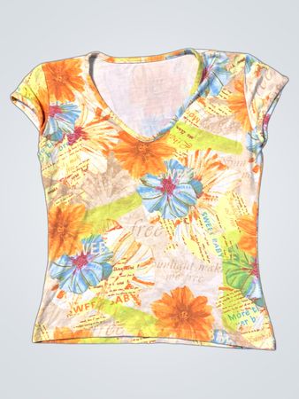 Floral Print V-Ausschnitt T-Shirt