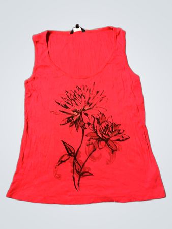 Rotes ärmelloses Tanktop mit Blumenmuster