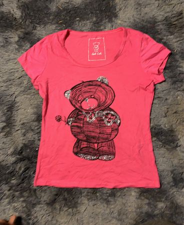 Rosa T-Shirt mit Teddybeer-Grafik