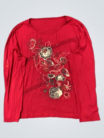 Rotes Langarmhemd mit floralem Druck