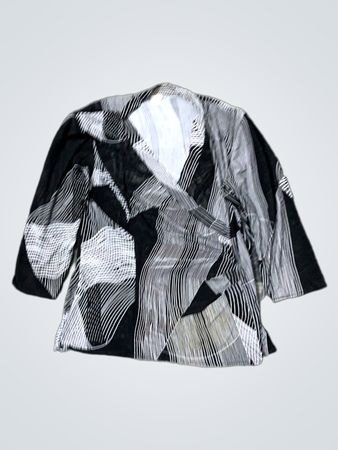 Schwarz-weiße abstrakte Druckbluse