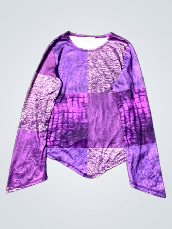 Miss Express Lila Patchwork Langarmshirt
