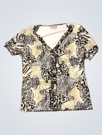 CANDA COLLECTION AT CHIA Tierdruck Kurzarm Hemd mit Knopfleiste