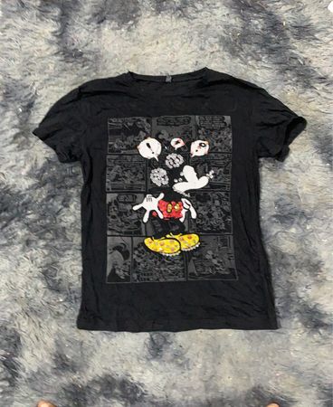 Schwarzes T-Shirt mit Mickey Mouse Comic Print