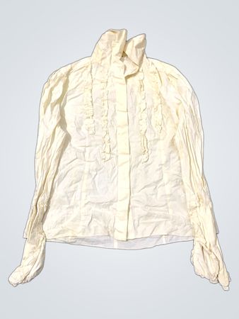 Forestalella Cream Ruffle Button-Up Shirt