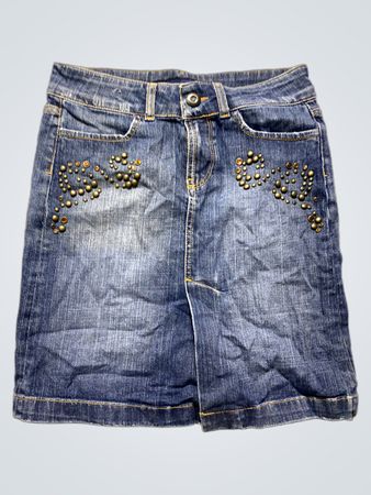 Zara Woman Denim Skirt with Studs